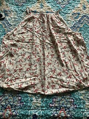 Old Navy Cream Tank Top with Red Floral Print